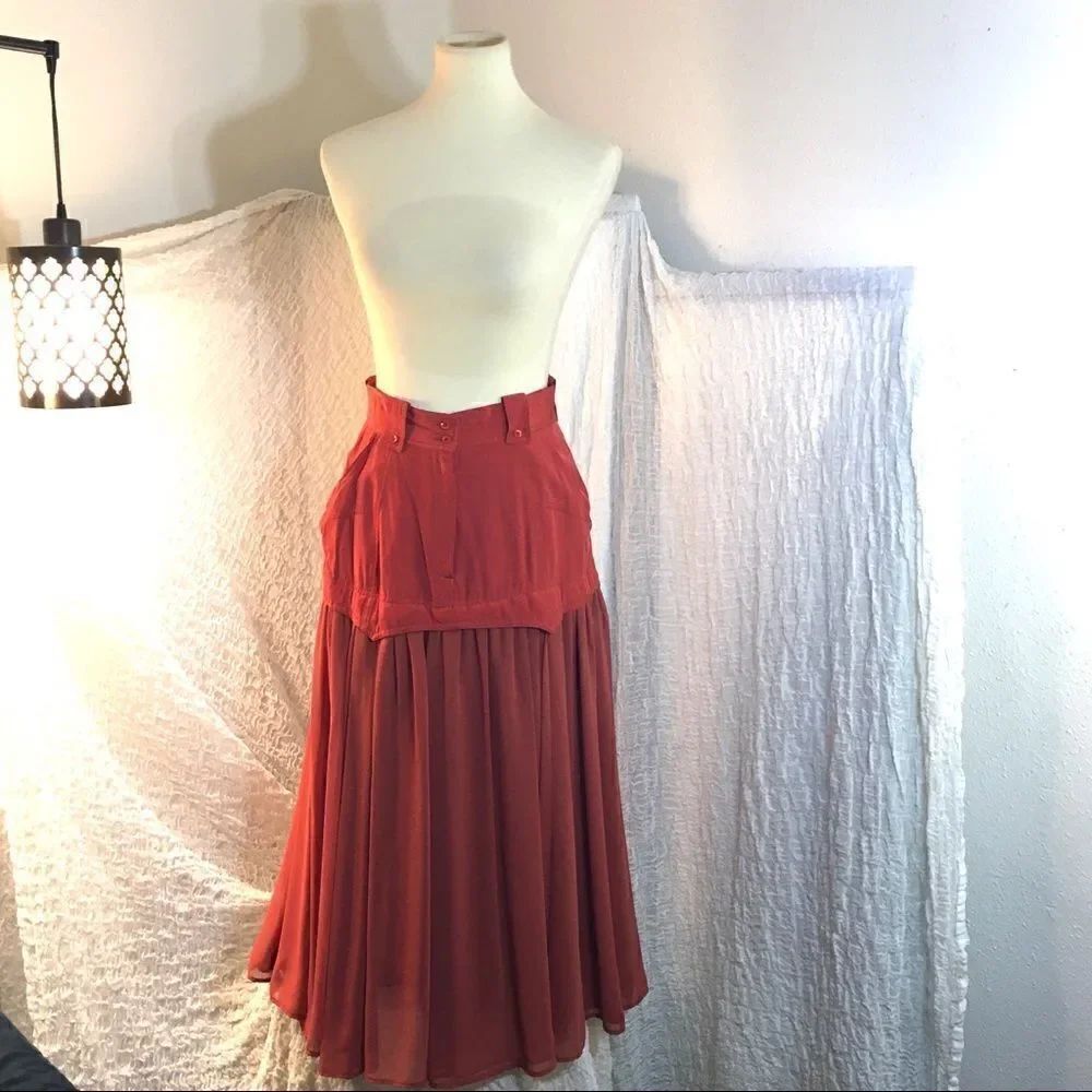 Benjamin W. Orange Long Skirt Size Small
